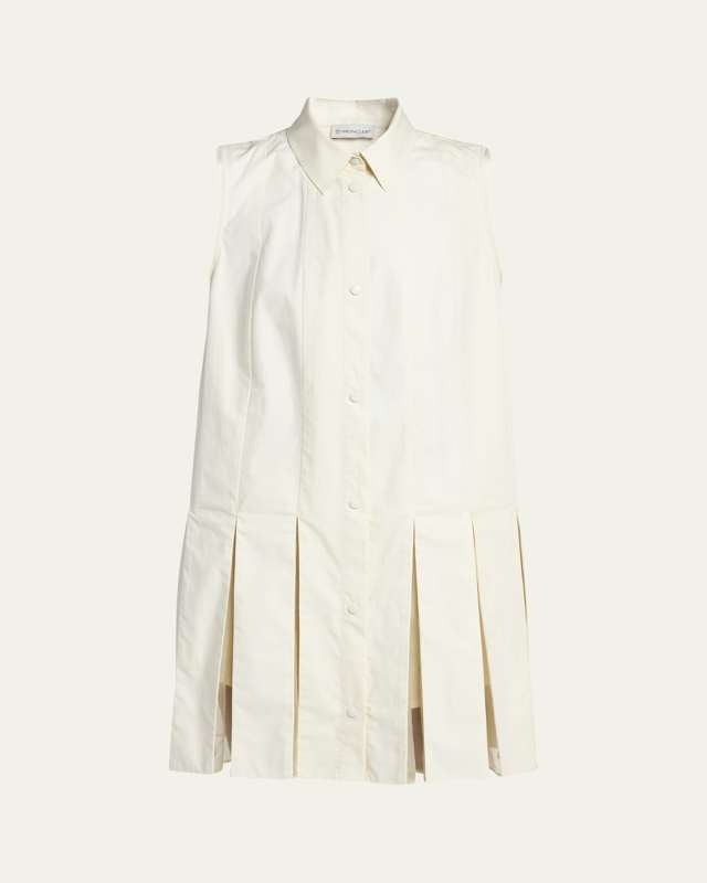 Snap-Front Sleeveless Godet Dress